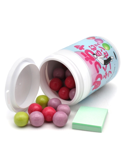 LOTTE Жвачка в банке яблоко-персик, виноград, клубника Super Inflatable Fussengum Bottle, 119 г