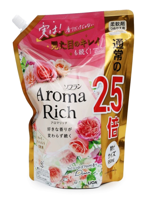 Lion Кондиционер концентрат для белья парфюмированный с натуральными маслами Диана Aroma Rich Diana 703, 950 мл