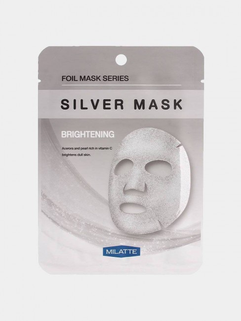 Milatte Маска тканевая для лица осветляющая Silver Mask Brightening, 23 г Milatte Маска тканевая для лица осветляющая Silver Mask Brightening, 23 г