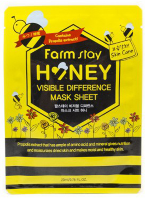 FarmStay Visible Difference Mask Sheet Honey Тканевая маска с медом и прополисом, 23 мл