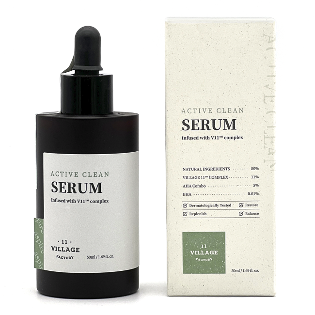 Village 11 Factory Очищающая сыворотка для жирной и проблемной кожи лица с AHA и BHA кислотами Active Clean Serum, 50 мл Village 11 Factory Очищающая сыворотка для жирной и проблемной кожи лица с AHA и BHA кислотами Active Clean Serum, 50 мл