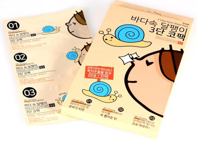 Jigott Snail 3 Step Nose Sheet Pack 3х шаговая маска для очищения пор носа с экстрактом слизи улитки