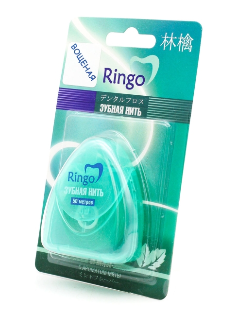 Gotaiyo Зубная нить вощеная с ароматом мяты Ringo Mint, 50 м