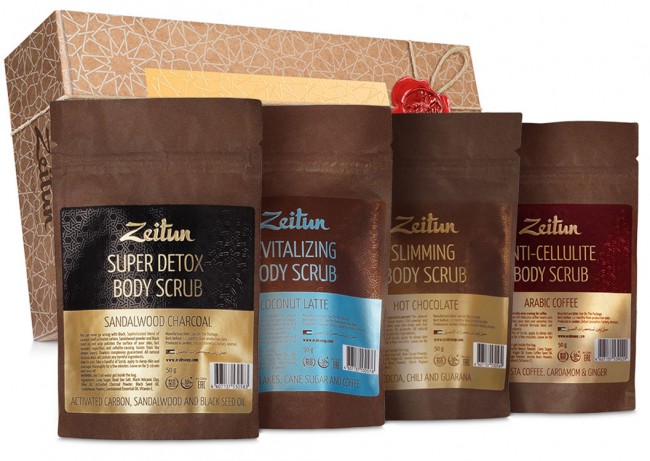 Zeitun Подарочный набор кофейных скрабов "Идеальное тело" 4 мини-скраба по 50 г Zeitun Подарочный набор кофейных скрабов "Идеальное тело" 4 мини-скраба по 50 г