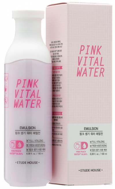 ETUDE HOUSE Pink Vital Water Emulsion Увлажняющая эмульсия с персиковой водой, 180 мл ETUDE HOUSE Pink Vital Water Emulsion Увлажняющая эмульсия с персиковой водой, 180 мл
