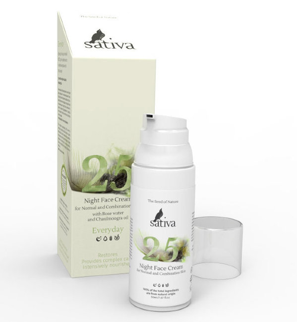 Sativa №25 Крем для лица ночной для нормального и комбинированного типа кожи EVERY DAY, 50 мл