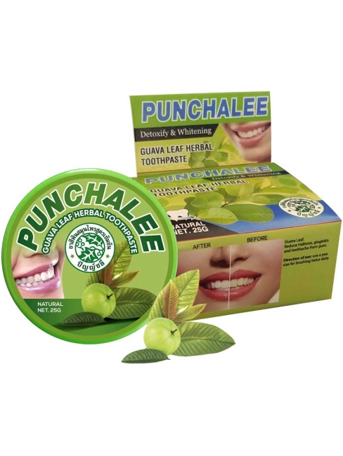 Punchalee Зубная паста растительная с экстрактом листьев гуавы Панчали Guava Leaf Herbal Toothpaste, 25 г Punchalee Зубная паста растительная с экстрактом листьев гуавы Панчали Guava Leaf Herbal Toothpaste, 25 г