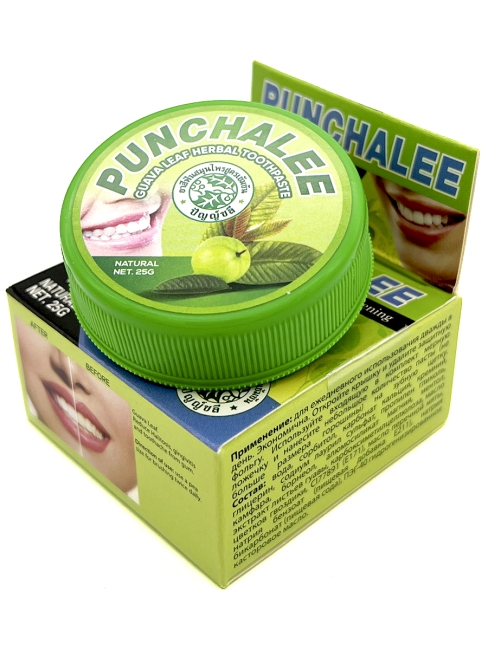 Punchalee Зубная паста растительная с экстрактом листьев гуавы Панчали Guava Leaf Herbal Toothpaste, 25 г Punchalee Зубная паста растительная с экстрактом листьев гуавы Панчали Guava Leaf Herbal Toothpaste, 25 г