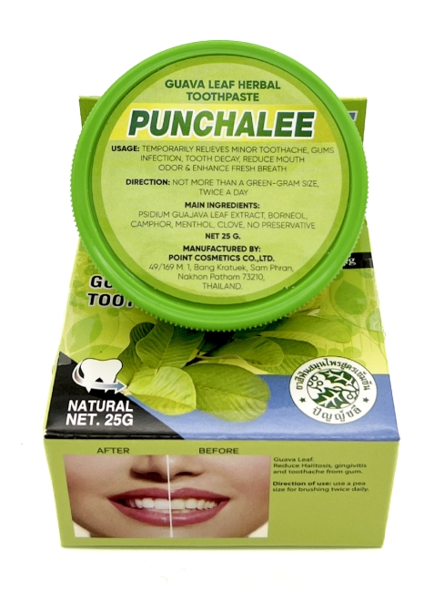 Punchalee Зубная паста растительная с экстрактом листьев гуавы Панчали Guava Leaf Herbal Toothpaste, 25 г Punchalee Зубная паста растительная с экстрактом листьев гуавы Панчали Guava Leaf Herbal Toothpaste, 25 г