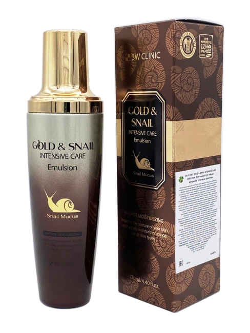 3W Clinic Эмульсия для лица с золотом и муцином улитки Gold & Snail Intensive Care Emulsion, 130 мл 3W Clinic Эмульсия для лица с золотом и муцином улитки Gold & Snail Intensive Care Emulsion, 130 мл