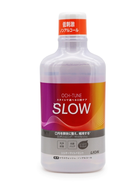 LION Ополаскиватель для полости рта бесспиртовой лёгкая прохлада OCH-TUNE Mouse SLOW Silky Mild, 600 мл