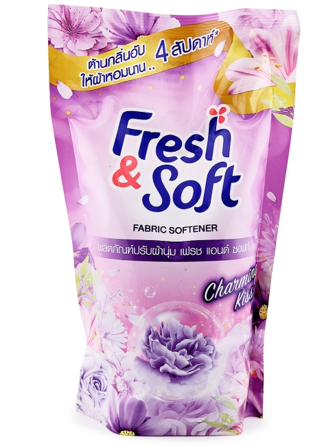 LION Кондиционер для стирки белья парфюмированный Фиолетовый роман Essence Fresh & Soft Violet Romance, 500 мл