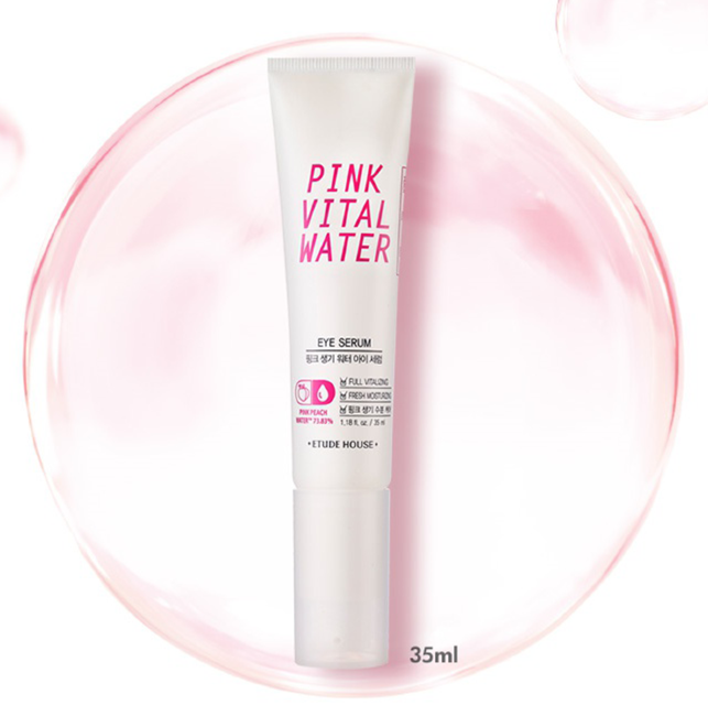 ETUDE HOUSE Pink Vital Water Eye Serum Увлажняющая сыворотка с персиковой водой для кожи вокруг глаз, 35 мл
