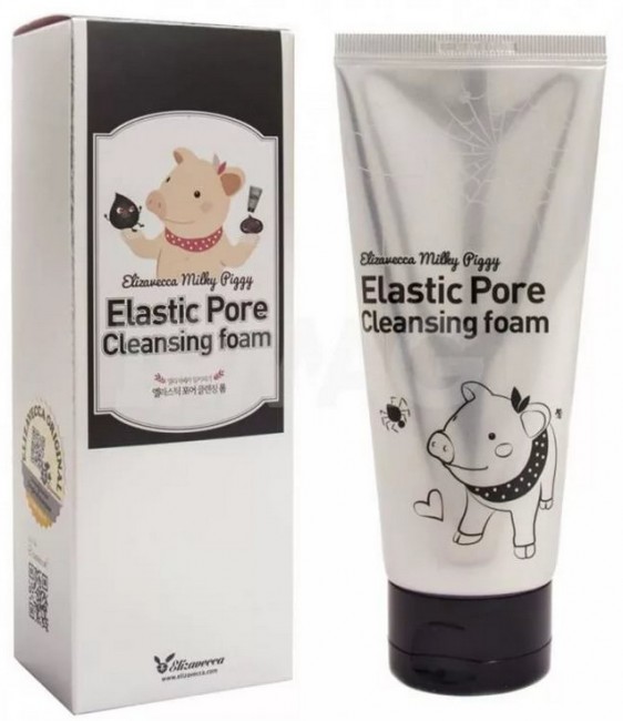 Elizavecca Face Care Milky Piggy Elastic Pore Cleansing Foam Пенка с древесным углем для очищения и сужения пор, 120 мл