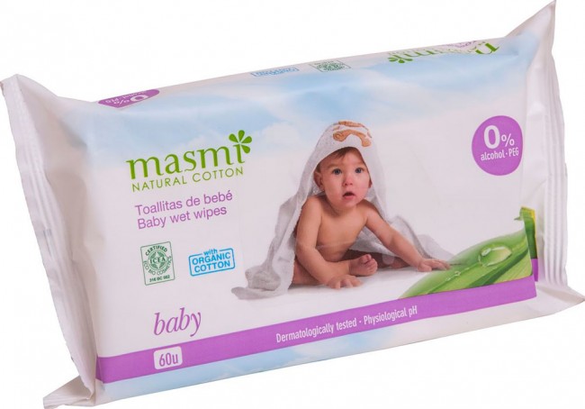 Masmi Natural Cotton Влажные салфетки, 60 шт
