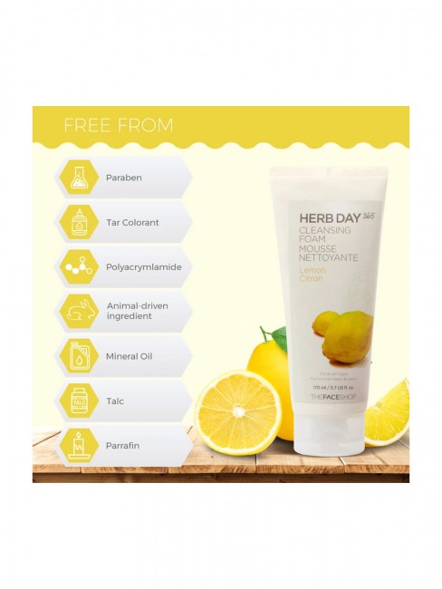THE FACE SHOP Herb Day 365 Cleansing Foam #Lemon Пенка для умывания Лимон, 170 мл