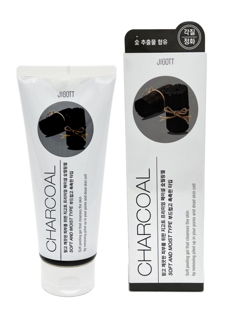 Jigott Пилинг гель для лица с древесным углем Premium Facial Charcoal Peeling Gel, 180 мл Jigott Пилинг гель для лица с древесным углем Premium Facial Charcoal Peeling Gel, 180 мл