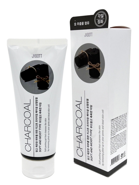 Jigott Пилинг гель для лица с древесным углем Premium Facial Charcoal Peeling Gel, 180 мл Jigott Пилинг гель для лица с древесным углем Premium Facial Charcoal Peeling Gel, 180 мл