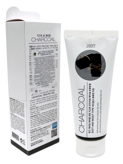Jigott Пилинг гель для лица с древесным углем Premium Facial Charcoal Peeling Gel, 180 мл Jigott Пилинг гель для лица с древесным углем Premium Facial Charcoal Peeling Gel, 180 мл