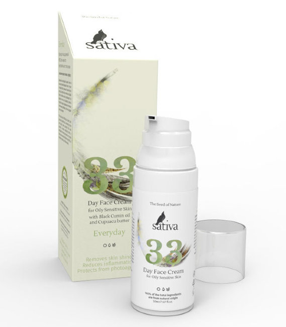Sativa №33 Крем для лица дневной для жирного чувствительного типа кожи EVERY DAY, 50 мл