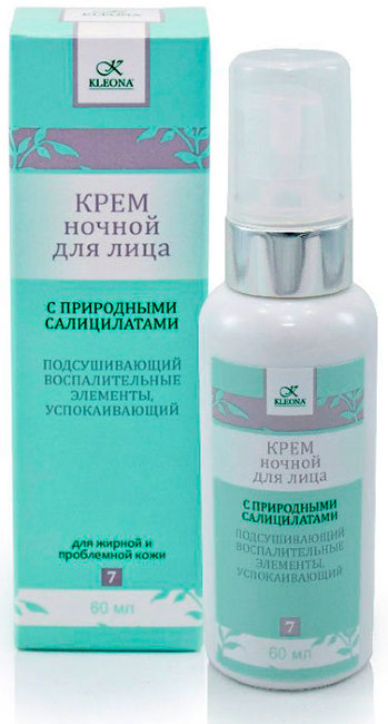 Kleona Крем ночной с салицилатами для жирной и проблемной кожи лица, 60 мл Kleona Крем ночной с салицилатами для жирной и проблемной кожи лица, 60 мл