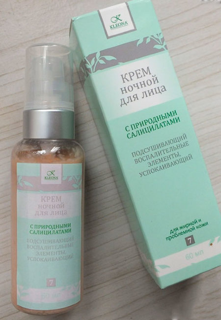 Kleona Крем ночной с салицилатами для жирной и проблемной кожи лица, 60 мл Kleona Крем ночной с салицилатами для жирной и проблемной кожи лица, 60 мл