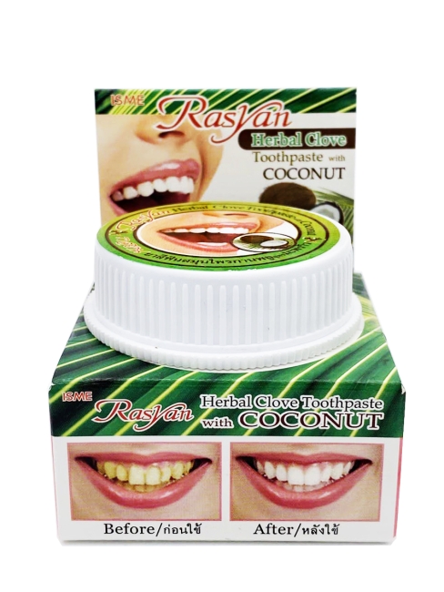 Rasyan Зубная паста травяная Райсан с гвоздикой и кокосом Herbal Clove Toothpaste With Coconut, 25 г Rasyan Зубная паста травяная Райсан с гвоздикой и кокосом Herbal Clove Toothpaste With Coconut, 25 г