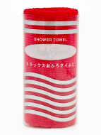 Sungbo Cleamy Мочалка для тела с плетением «Волна» в рулоне жесткая Красная Roll-Wave Shower Towel Red 28х95 см, 1 шт
