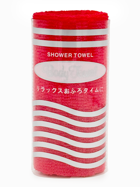 Sungbo Cleamy Мочалка для тела с плетением «Волна» в рулоне жесткая Красная Roll-Wave Shower Towel Red 28х95 см, 1 шт