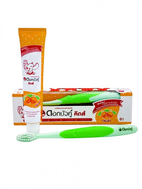 Twin Lotus Набор для детей 3-6 лет: Зубная паста с апельсином и Зубная щетка экстра мягкая Set Kids Herbal Toothpaste Orange Flavor and Toothbrush Extra Soft (Green), 35 г