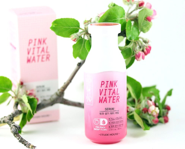 ETUDE HOUSE Pink Vital Water Serum Увлажняющая сыворотка для лица с персиковой водой, 80 мл