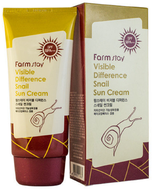 FarmStay Visible Difference Snail Sun Cream SPF50+/PA+++ Солнцезащитный крем с экстрактом улитки SPF50 PA+++, 70 г