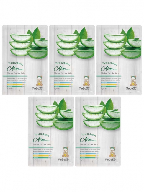 Meloso Комплект тканевых масок на основе Алоэ Total Solution Aloe Mask, 5 шт * 25 г