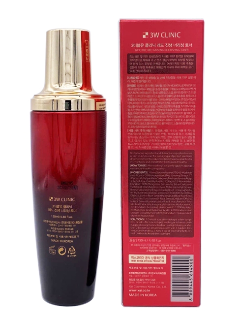 3W Clinic Питательный премиум-тонер для лица с красным женьшенем Red Ginseng Nourishing Toner, 130 мл