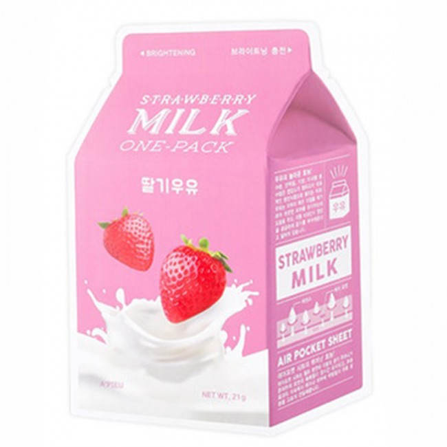A'PIEU Strawberry Milk One-Pack Осветляющая маска с экстрактом клубники, 21 г