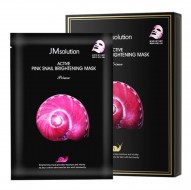 JMsolution Комплект ультратонких масок с муцином розовой улитки Active Pink Snail Brightening Mask Prime, 5 шт*33 мл