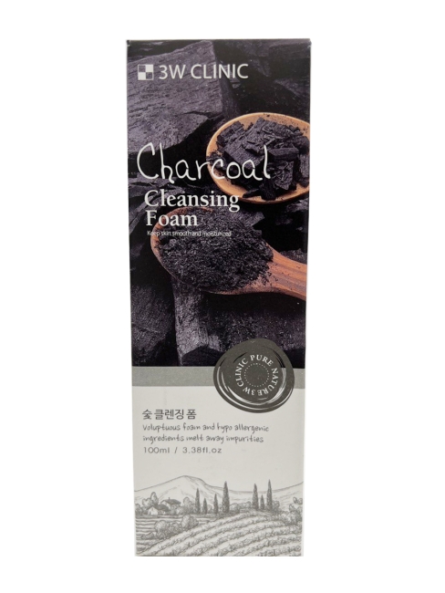 3W Clinic Пенка для умывания и сужения пор с Углем Charcoal Cleansing Foam, 100 мл