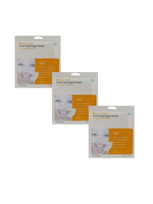 BeauuGreen Комплект гидрогелевых масок для лица с золотом Micro Hole Gold Hydrogel Mask, 3 шт*28 мл BeauuGreen Комплект гидрогелевых масок для лица с золотом Micro Hole Gold Hydrogel Mask, 3 шт*28 мл