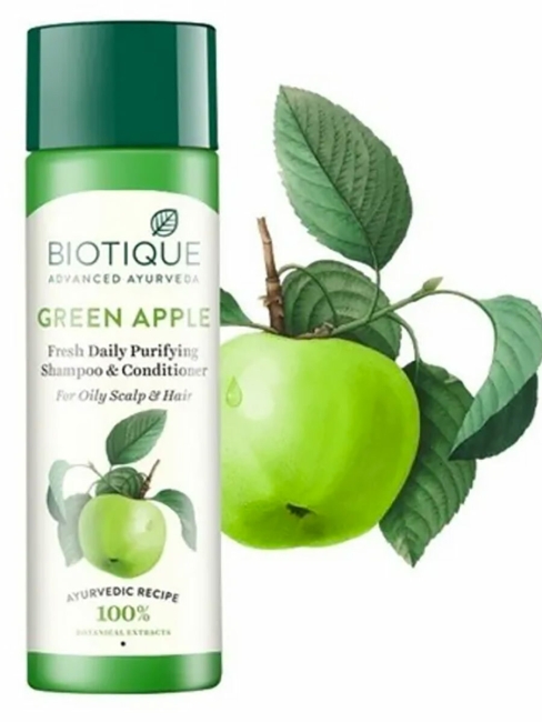 Biotique Шампунь-кондиционер для волос с зеленым яблоком Green Apple Fresh Daily Purifying Shampoo & Conditioner, 190 мл Biotique Шампунь-кондиционер для волос с зеленым яблоком Green Apple Fresh Daily Purifying Shampoo & Conditioner, 190 мл