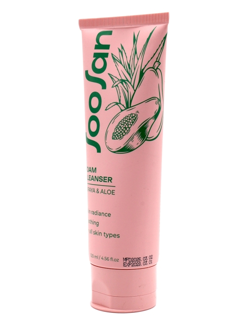 SOOSAN Очищающая пенка с экстрактами папайи и алоэ для чувствительной кожи Foam Cleanser Papaya & Aloe, 120 мл SOOSAN Очищающая пенка с экстрактами папайи и алоэ для чувствительной кожи Foam Cleanser Papaya & Aloe, 120 мл