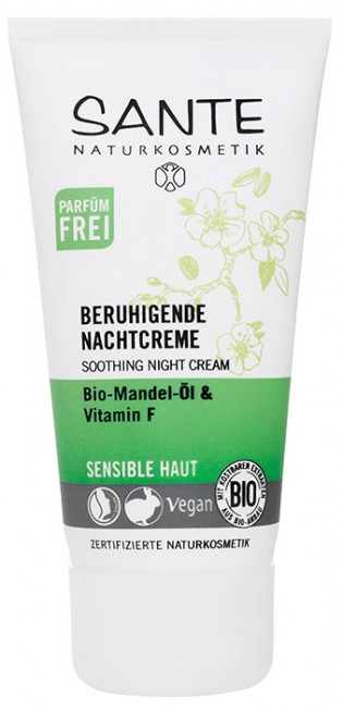Sante Смягчающий ночной крем для чувствительной кожи c маслом Миндаля и Витамином F, 50 мл