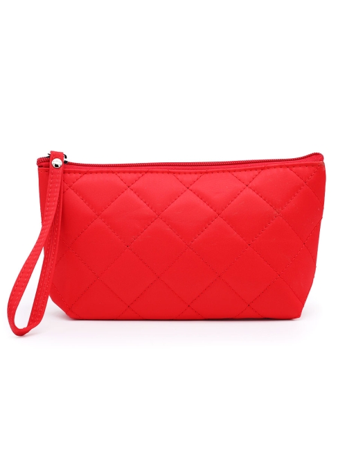 Косметичка женская дорожная стеганая красная, 22 x 13 см