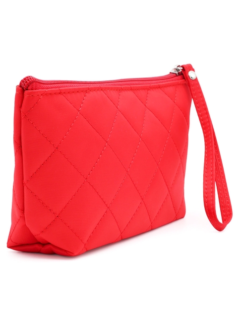 Косметичка женская дорожная стеганая красная, 22 x 13 см