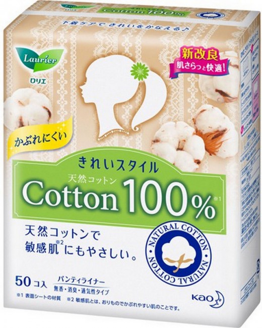 Kao Laurier Beautiful Style Ежедневные гигиенические прокладки из натурального хлопка, 50 шт Kao Laurier Beautiful Style Ежедневные гигиенические прокладки из натурального хлопка, 50 шт
