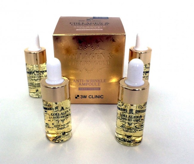 3W Clinic Сыворотка с золотом и коллагеном Collagen & Luxury Gold Anti-Wrinkle Ampoule, 4*13 мл