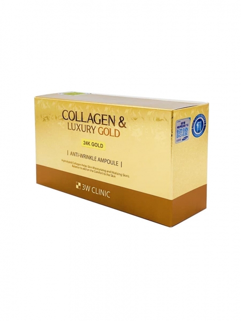 3W Clinic Сыворотка с золотом и коллагеном Collagen & Luxury Gold Anti-Wrinkle Ampoule, 4*13 мл