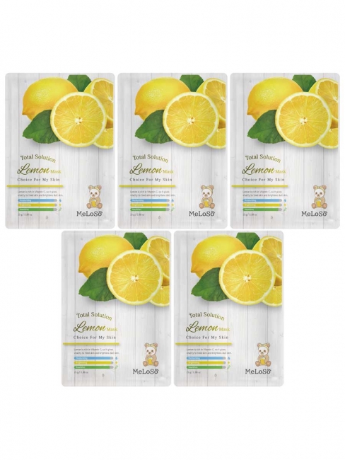 Meloso Комплект тканевых масок с экстрактом Лимона Total Solution Lemon Mask, 5 шт * 25 г