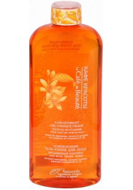 Кафе Красоты Гель-тоник освежающий для лица "Витаминный коктейль" для всех типов кожи, 250 мл