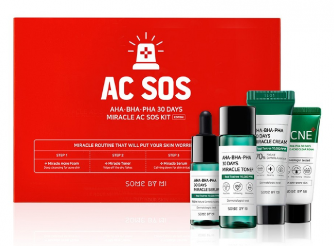 Some By Mi Набор миниатюр с кислотами для проблемной кожи лица AC SOS AHA-BHA-PHA 30 Days, 30 г + 30 мл + 10 мл + 20 г Some By Mi Набор миниатюр с кислотами для проблемной кожи лица AC SOS AHA-BHA-PHA 30 Days, 30 г + 30 мл + 10 мл + 20 г