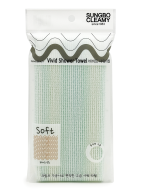 Sungbo Cleamy Мочалка для тела с объёмными нитями мягкая Зелено-голубая Vivid Shower Towel Green 20х100 см, 1 шт